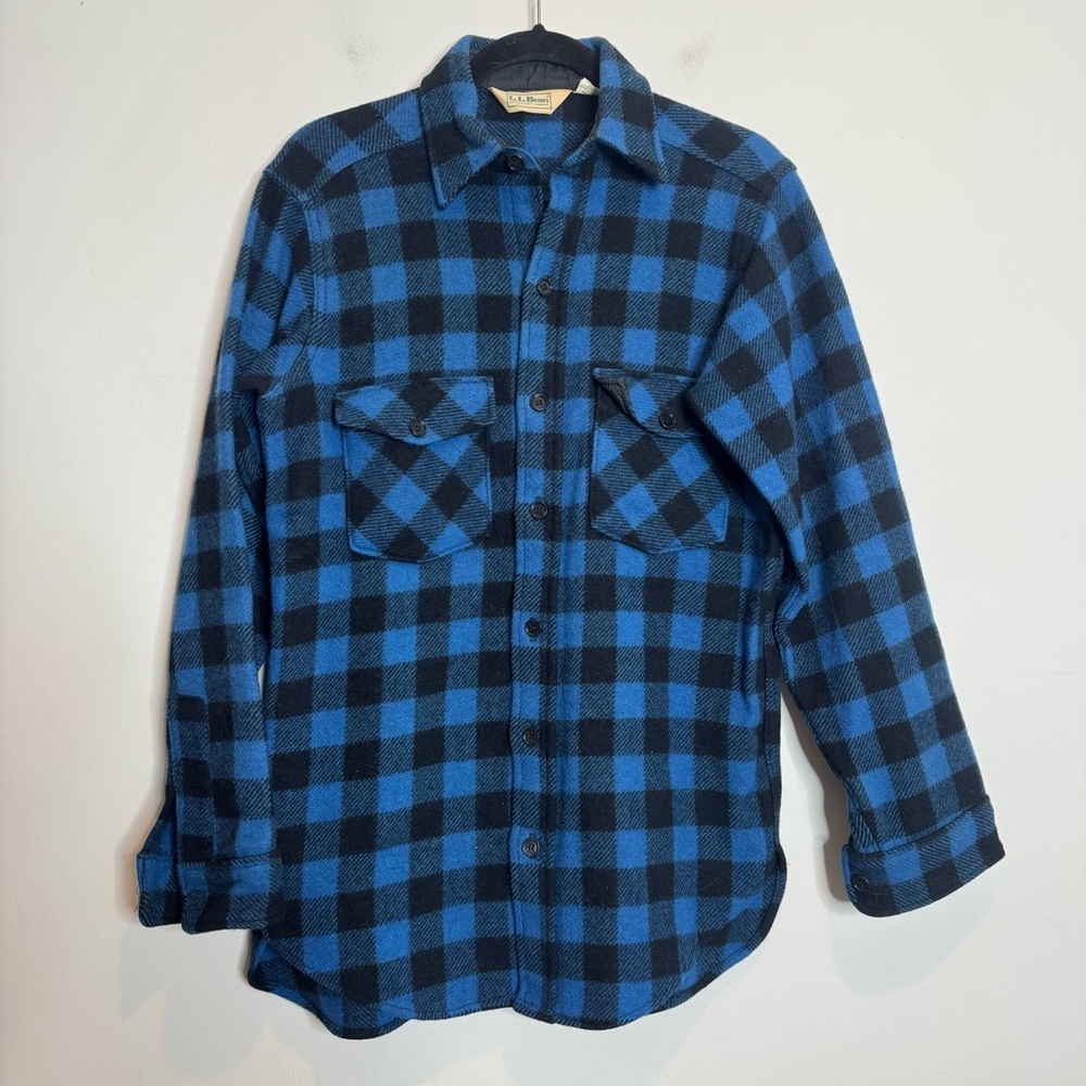 Vintage LL Bean Old Friends Buffalo Plaid Flannel Shirt Mens M Wool USA Made